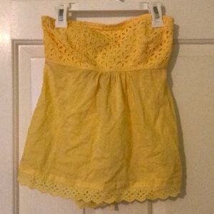 Yellow strapless top size small